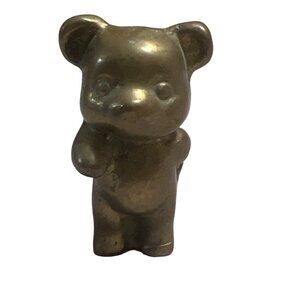 Vtg Brass Standing Bear Figurine Miniature Collectible Small Animal Statue 1"